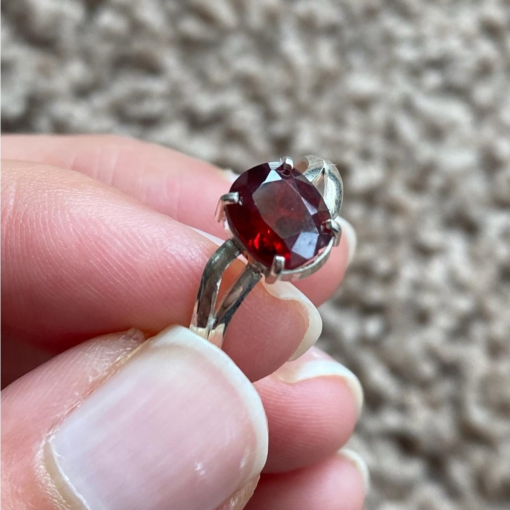 Handmade Beautiful Natural Garnet Pure 925 Silver Ring